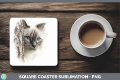 GorgeousCats Tree Peek Square Coaster design.