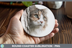 GorgeousCats Tree Peek Round Coaster design.