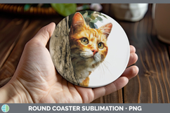GorgeousCats Tree Peek Round Coaster design.
