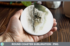 GorgeousCats Tree Peek Round Coaster design.