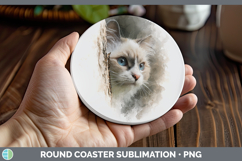 GorgeousCats Tree Peek Round Coaster design.