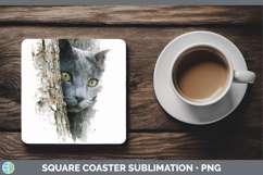 GorgeousCats Tree Peek Square Coaster design.