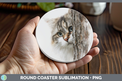 GorgeousCats Tree Peek Round Coaster design.