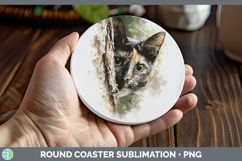 GorgeousCats Tree Peek Round Coaster design.