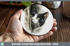 GorgeousCats Tree Peek Round Coaster design.