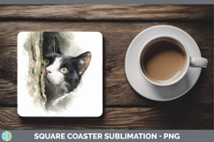 GorgeousCats Tree Peek Square Coaster design.