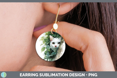 GorgeousCats Tree Peek Round Earrings design.