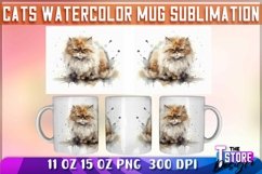 Cats Watercolor Mug Sublimation | 11 oz 15 oz | PNG File Product Image 1