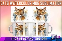 Cats Watercolor Mug Sublimation | 11 oz 15 oz | PNG File Product Image 4