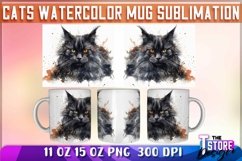 Cats Watercolor Mug Sublimation | 11 oz 15 oz | PNG File Product Image 5