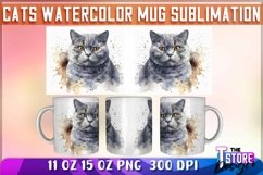 Cats Watercolor Mug Sublimation | 11 oz 15 oz | PNG File Product Image 1