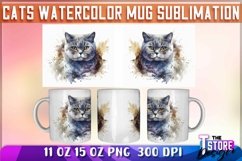 Cats Watercolor Mug Sublimation | 11 oz 15 oz | PNG File Product Image 7