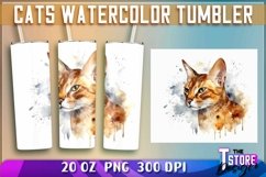 Cats Watercolor Tumblers Wrap 20 oz. |PNG File| PNG 300 DPI Product Image 1
