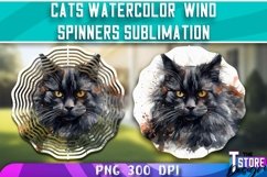 Cats Watercolor Wind Spinners Sublimation | PNG 300 DPI Product Image 1