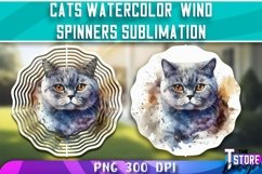 Cats Watercolor Wind Spinners Sublimation | PNG 300 DPI Product Image 1