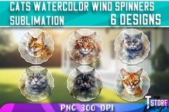 Cats Watercolor Wind Spinners Sublimation | PNG 300 DPI Product Image 1