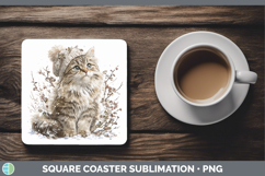 GorgeousCats Winter Knit Hat Square Coaster design.