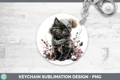 GorgeousCats Winter Knit Hat Keychain design.