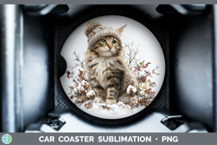 GorgeousCats Winter Knit Hat Car Coaster design.