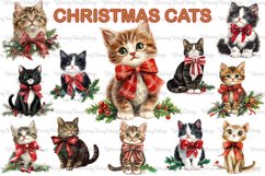 Christmas Cats Clipart PNG Transparent, Cats with Bows PNG Product Image 1