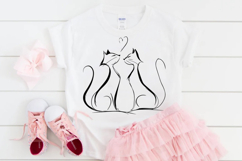 Cat Love Friendship line art Illustration, Cats vector, Blac Product Image 2