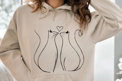 Cat Love Friendship line art Illustration, Cats vector, Blac Product Image 1