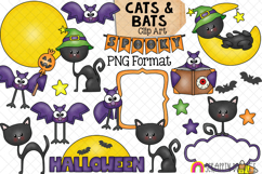 Cats &amp; Bats ClipArt - Halloween - Full Moon - Black Cat Product Image 1