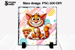 Cute funny cat slate PNG | Animal sublimation Product Image 1