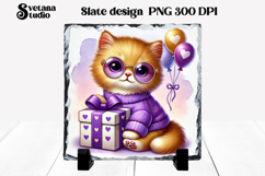 Cute cat slate PNG | Funny cat heart sublimation Product Image 1