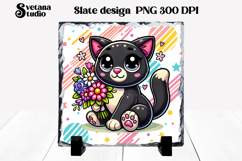 Cute funny cat slate PNG | Animal sublimation Product Image 1