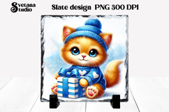 Cute cat slate PNG | Funny cat heart sublimation Product Image 1