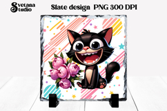 Cute funny cat slate PNG | Animal sublimation Product Image 1