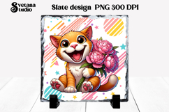 Cute funny cat slate PNG | Animal sublimation Product Image 1