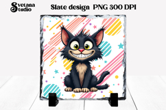 Cute funny cat slate PNG | Animal sublimation Product Image 1
