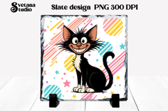 Cute funny cat slate PNG | Animal sublimation Product Image 1