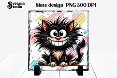 Cute funny cat slate PNG | Animal sublimation Product Image 1