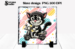 Cute funny cat slate PNG | Animal sublimation Product Image 1