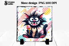 Cute funny cat slate PNG | Animal sublimation Product Image 1