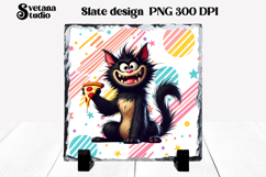 Cute funny cat slate PNG | Animal sublimation Product Image 1