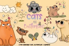 Cats and Butterflies|13 PNGS|Cats, Butterflies & Elements Product Image 1
