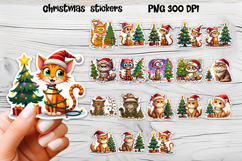 Funny Christmas cat stickers printable | Cute animal sticker Product Image 1