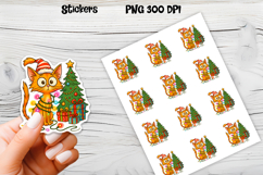Funny Christmas cat stickers printable | Cute animal sticker Product Image 1