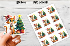 Funny Christmas cat stickers printable | Cute animal sticker Product Image 1
