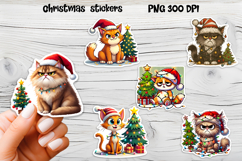 Funny Christmas cat stickers printable | Cute animal sticker Product Image 1