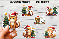 Funny Christmas cat stickers printable | Cute animal sticker Product Image 1