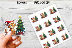Funny Christmas cat stickers printable | Cute animal sticker Product Image 1