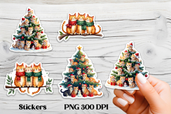 Cute Christmas cat stickers printable | Cute animal sticker Product Image 1