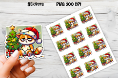 Funny Christmas cat stickers printable | Cute animal sticker Product Image 1