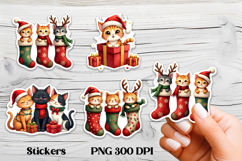 Cute Christmas cat stickers printable | Cute animal sticker Product Image 1