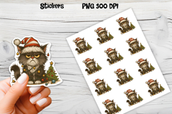 Funny Christmas cat stickers printable | Cute animal sticker Product Image 1